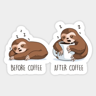 Before and After Coffee (Sloth) Sticker